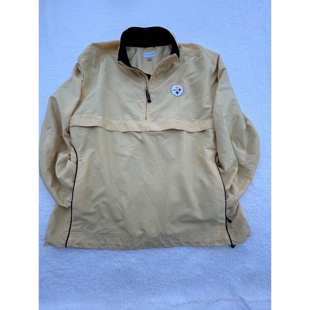 Cutter & Buck Pittsburgh Steelers CBWindTec Quarter Zip Jacket Mens XL Yellow